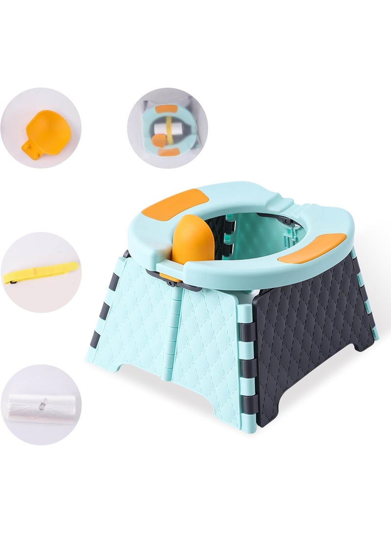 المرحاض المحمول للسفر للأطفال الصغار ، كرسي تدريب المرحاض للأطفال مع حقيبة السفر ، مرحاض تدريب المرحاض للأطفال في الهواء الطلق والداخل سهل التنظيف (الأزرق) ، يتضمن 30 حقيبة استبدال - Image 4